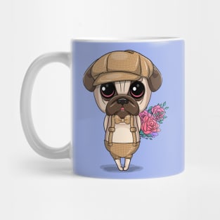 Cute pug dog with flowers Mug